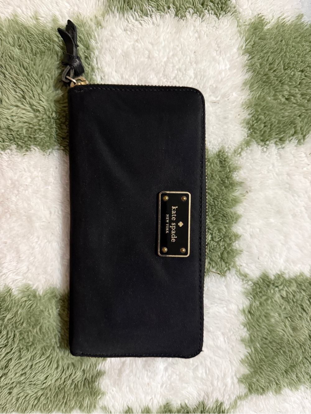 kate spade Black Zip-Around Wristlet Wallet with Gold Plaque
